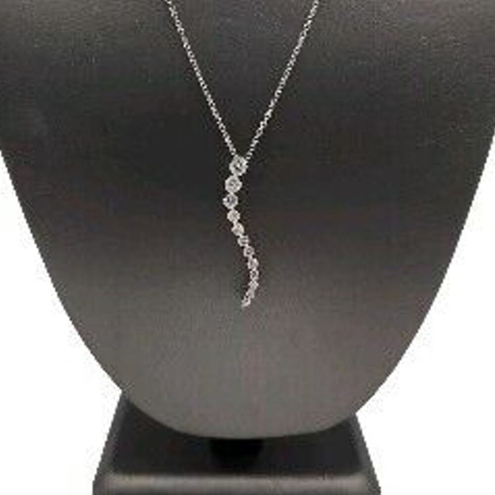 14k White Gold Diamond Tears Shape Pendant 12 Round Diamonds 1 1/2 Ct Necklace